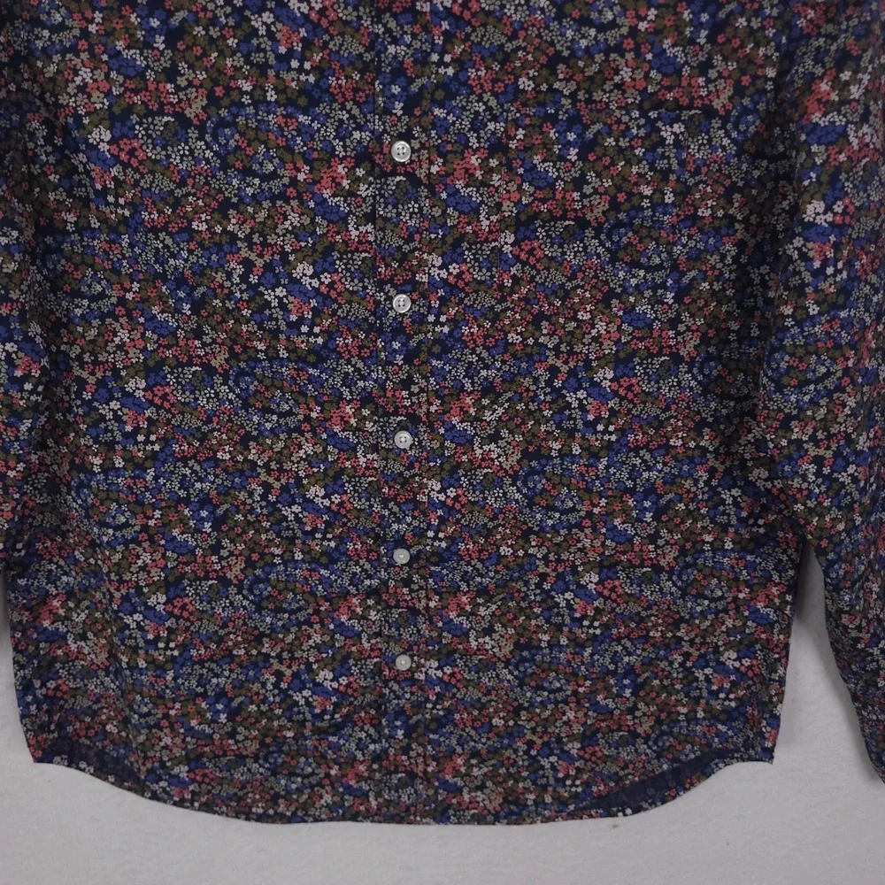 J.Crew Button Down Shirt Mens L Navy Floral Flex Washed Classic Fit Long Sleeve